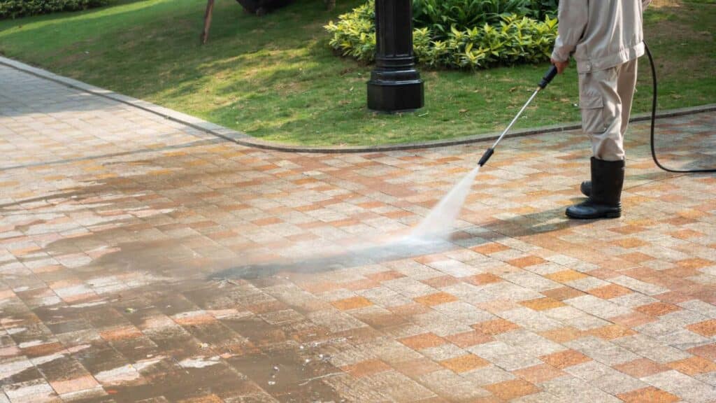 picture of pressure washing being performed